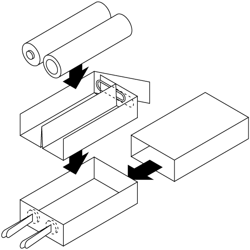 3V match box battery holder for two AA batteries