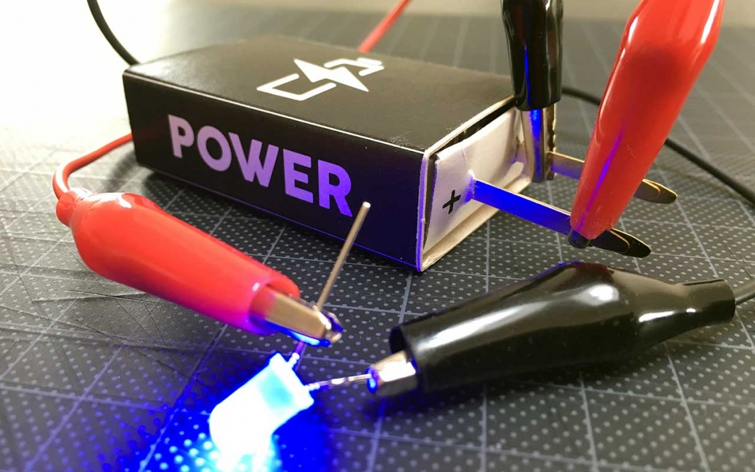 Build a 3V battery holder from a match box and some office supplies